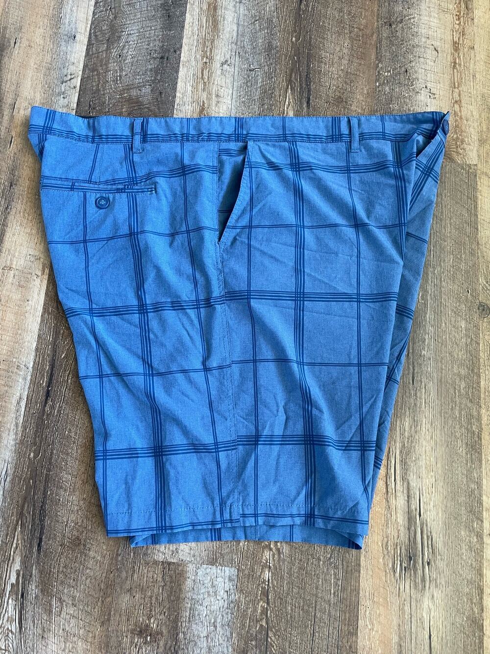 Ocean Pacific OP Flex men’s blue plaid swim board shorts 46